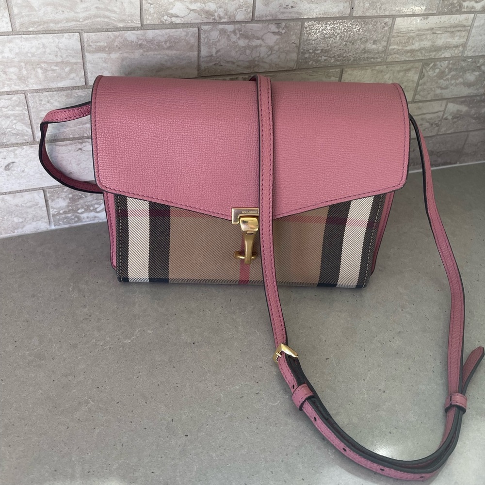 Burberry Macken check leather crossbody Women Bag pink